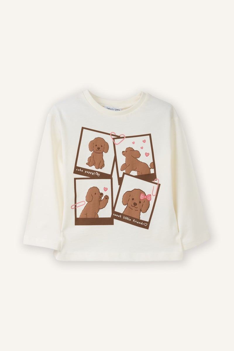 ديفاكتو تيشيرت بيبي بناتي كم طويل قصة عادية ملمس ناعم - Image 1